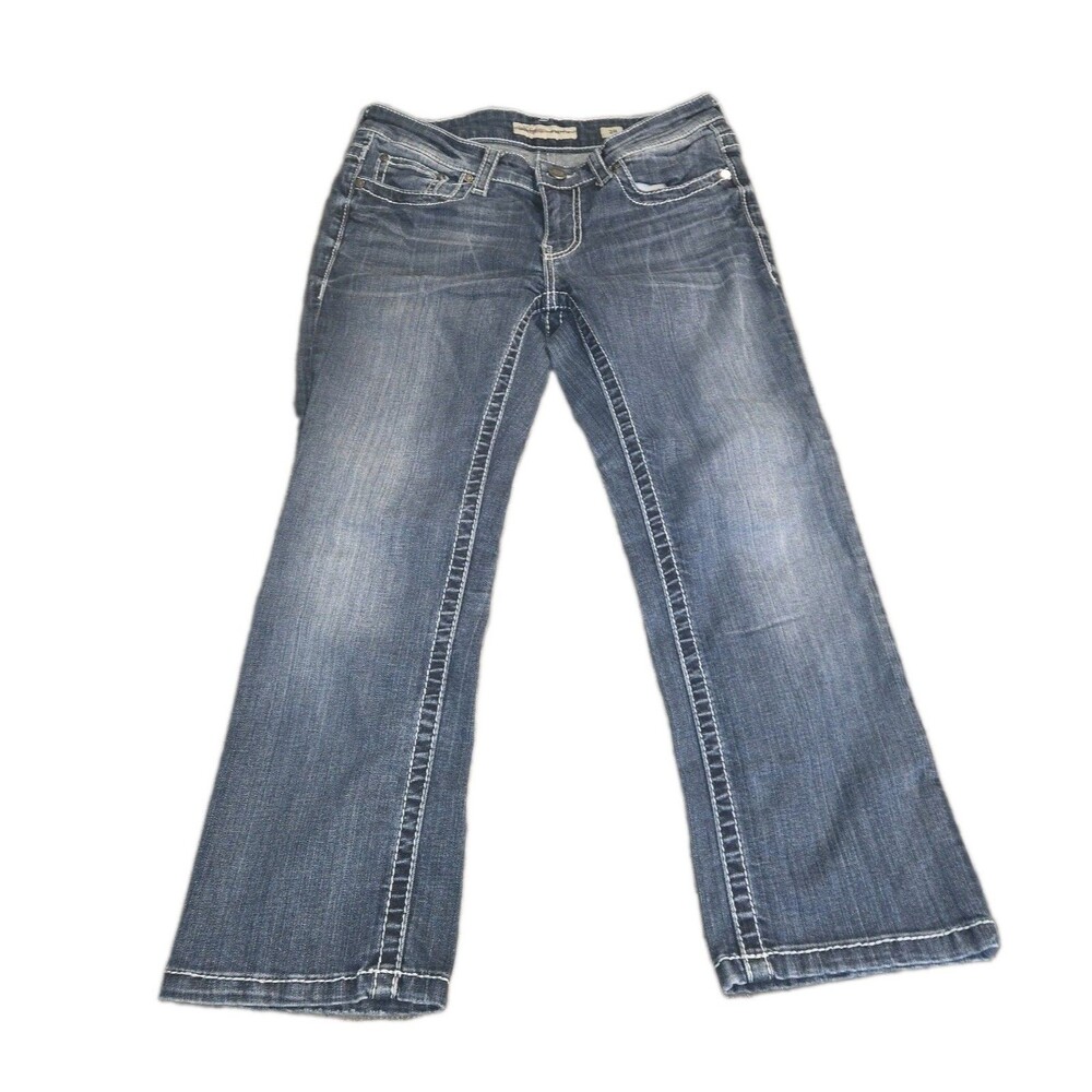 BKE Women's Sz 28 (30x24 MEASURED) Payton CAPRI Stretch Denim Blue Jeans BUCKLE